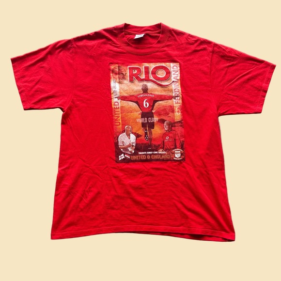 Jerzees Other - Vintage Jerzees Rio Ferdinand Manchester United Red Graphic T-Shirt Mens XL